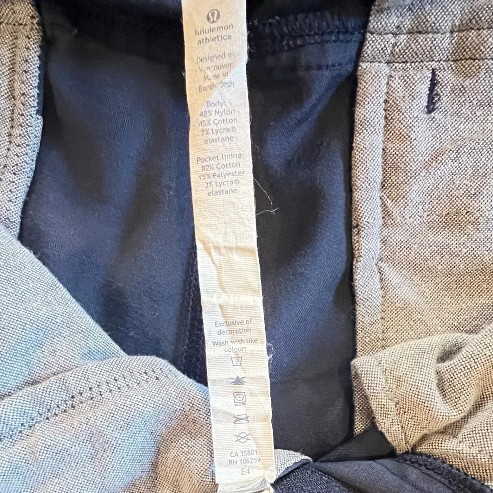 Lululemon Mens Shorts Size 34 Navy Casual Chino‎ Style Zip Fly
